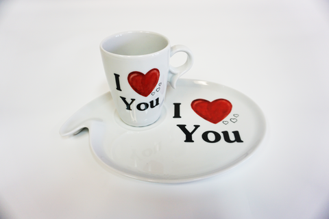 "I Love You" Cup & Saucer Tea Set