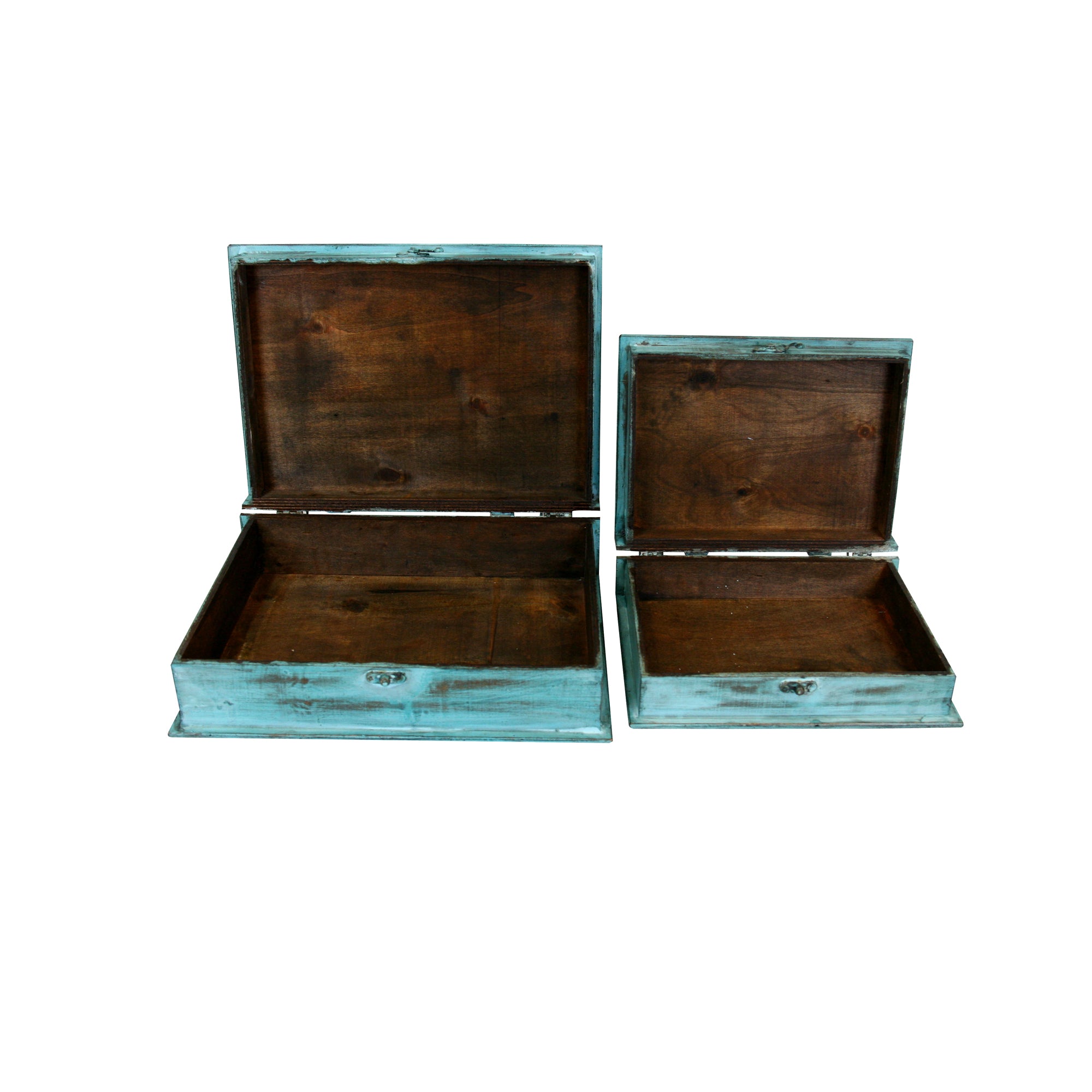 Turquoise Vintage Book Box Set, Set of 2