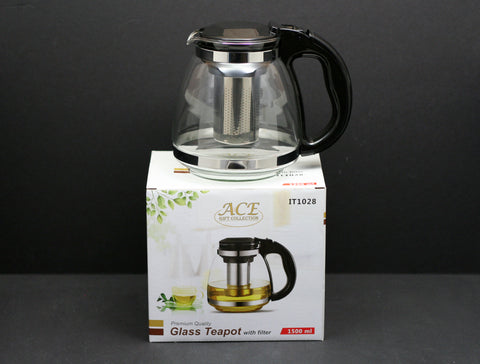 Glass Teapot – Black, S/S Infuser 1500 ml