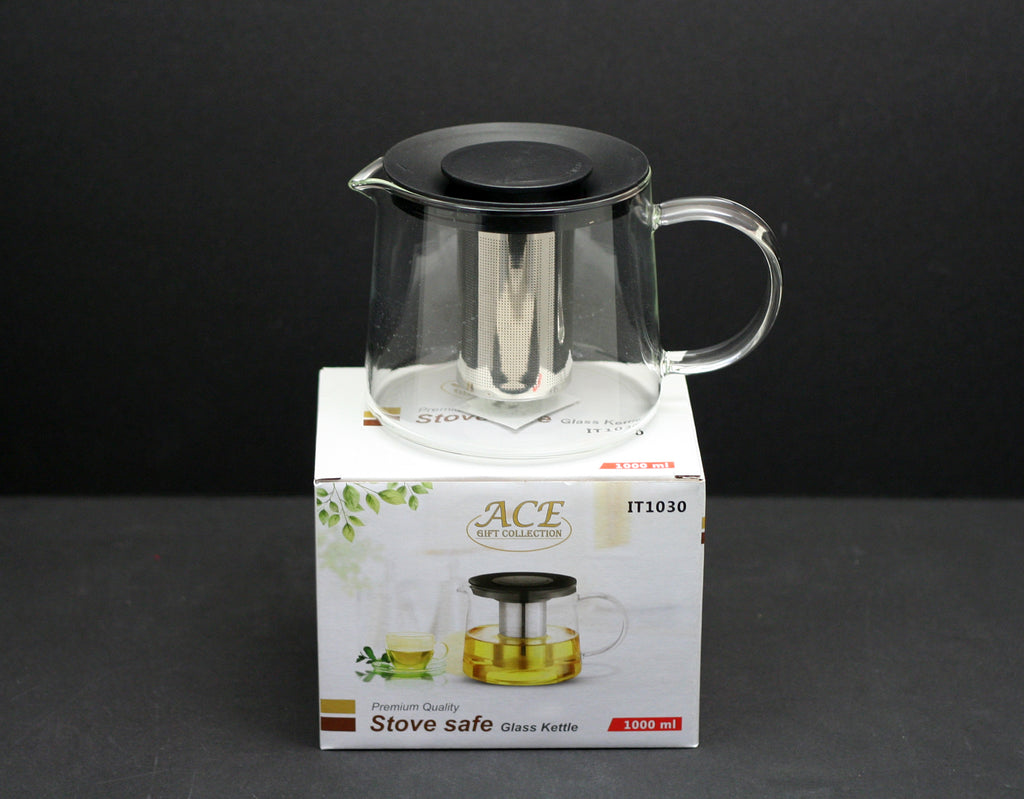 Borosilicate Glass Teapot – Black, S/S Infuser 1000 ml