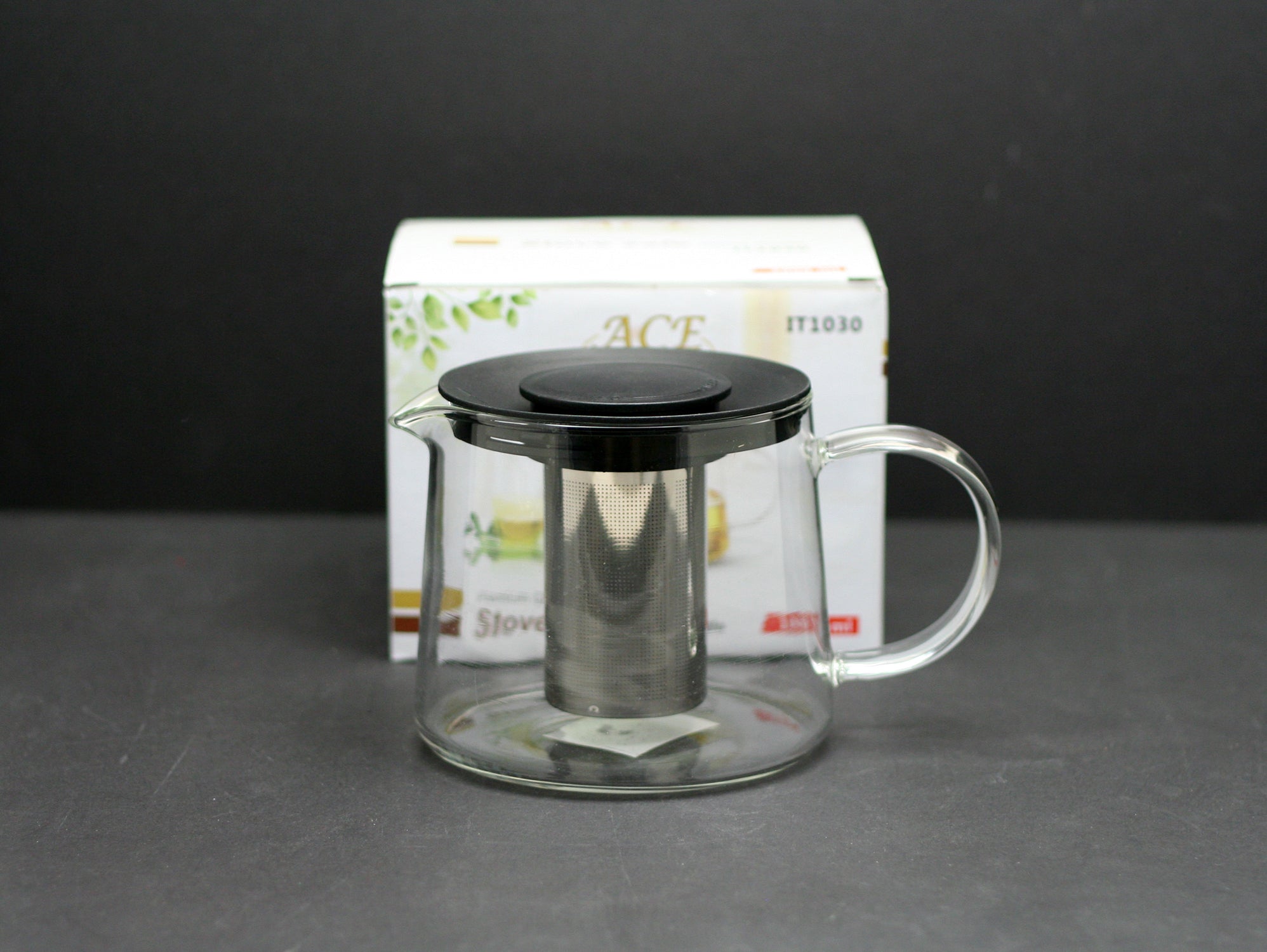 Borosilicate Glass Teapot – Black, S/S Infuser 1000 ml