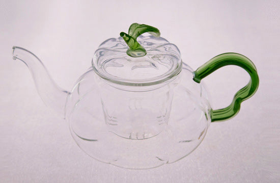 600ml Pumpkin Shaped Crystal Glass Teapot with Gass Tea Warmer