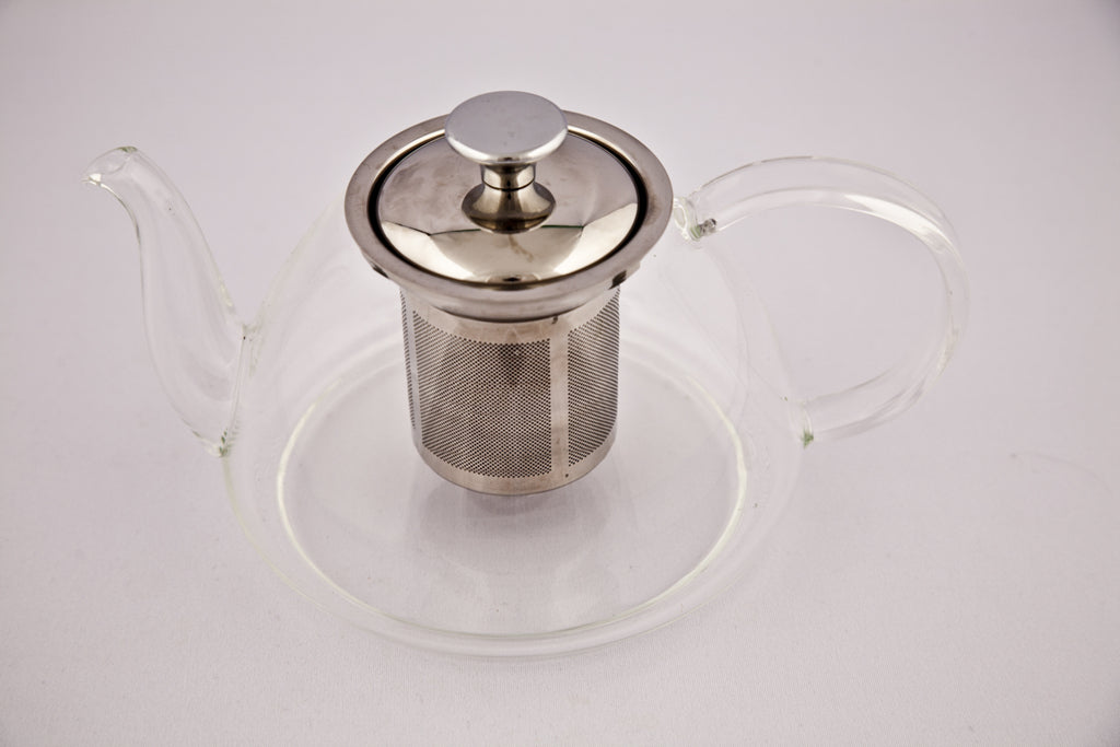 Glass Teapot with Stainless Steel Lid & Strainer